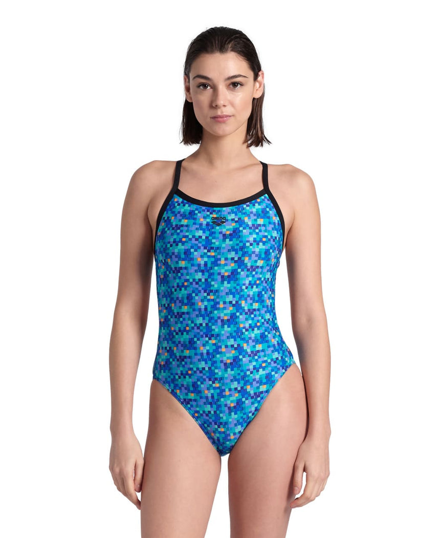 Arena W Pooltiles Swimsuit Challenge Back black-blue Multi
