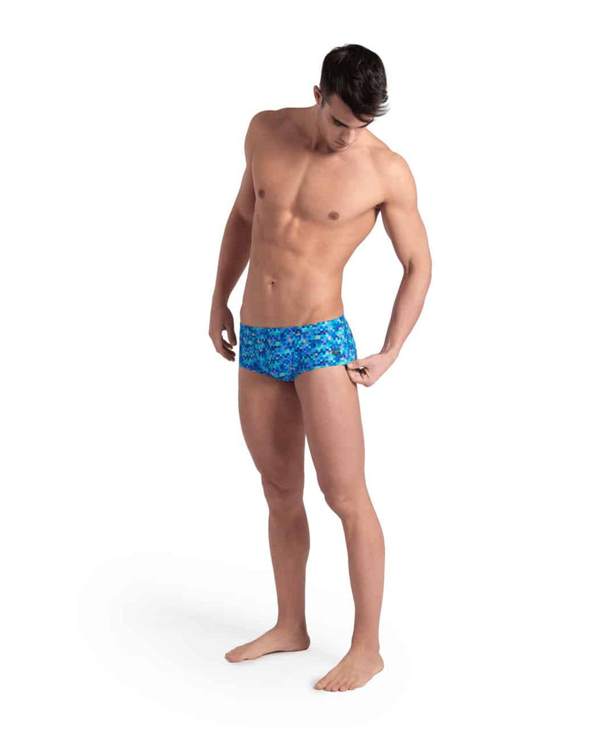 Arena Mens Pooltiles Swim Low Waist Short Blue Multi
