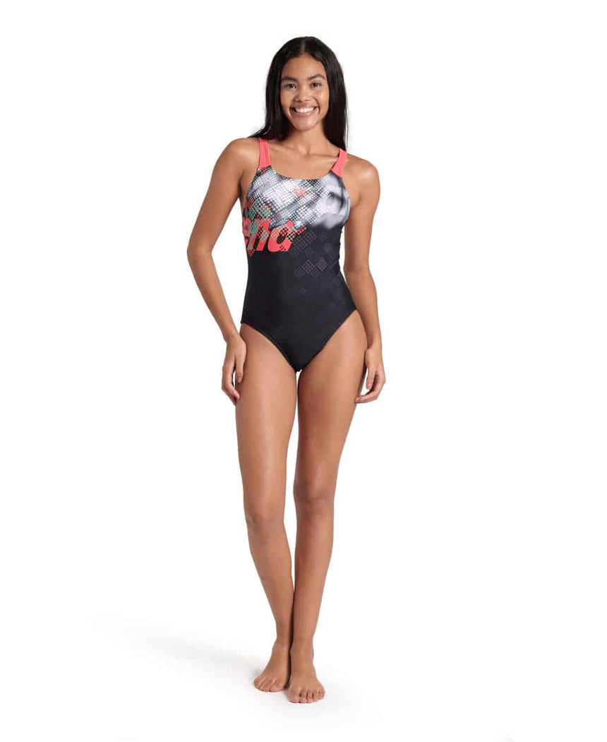 Arena Swimsuit W Splash Point Swim Pro Back Black-Fluo Red