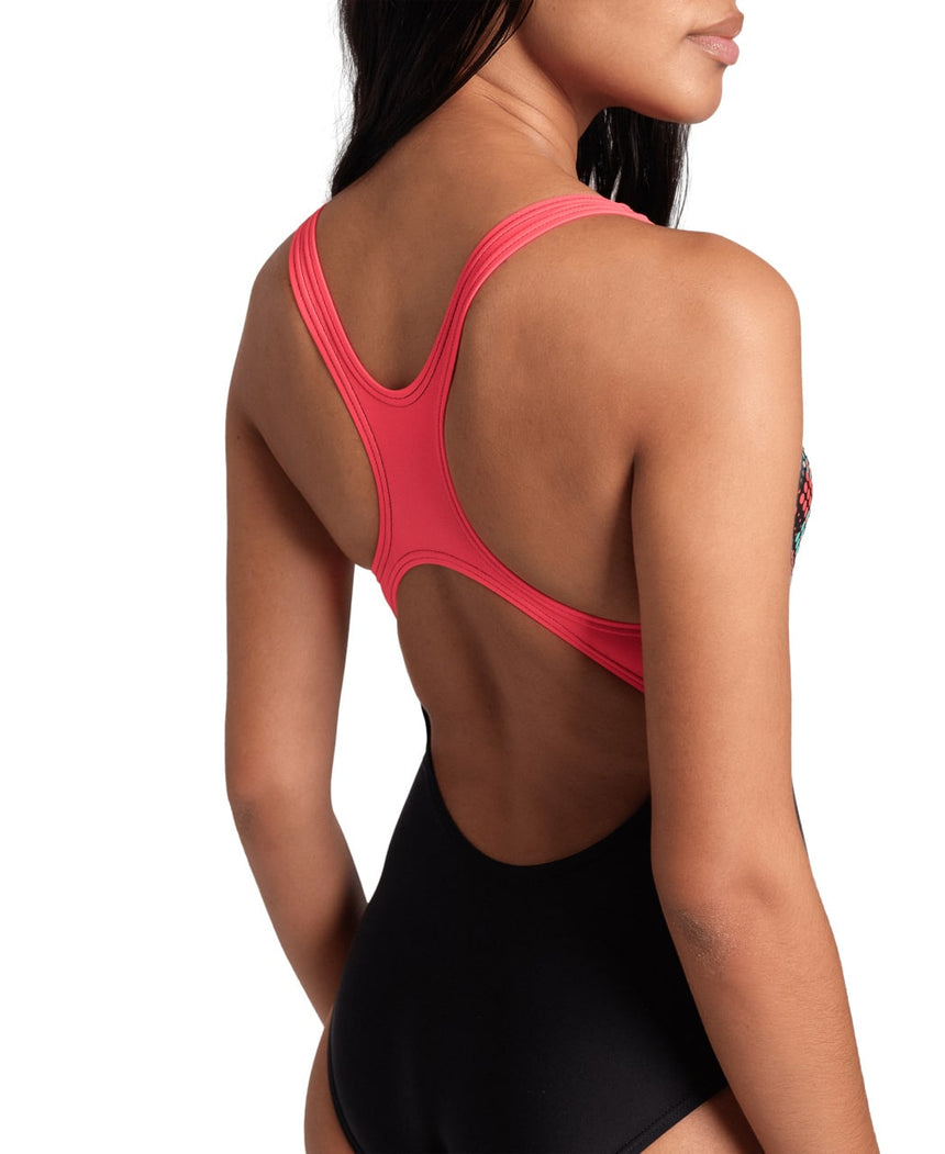 Arena Swimsuit W Splash Point Swim Pro Back Black-Fluo Red