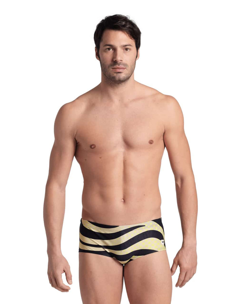 Arena Mens Multi Stripes Swim Low Waist Short Black Multi