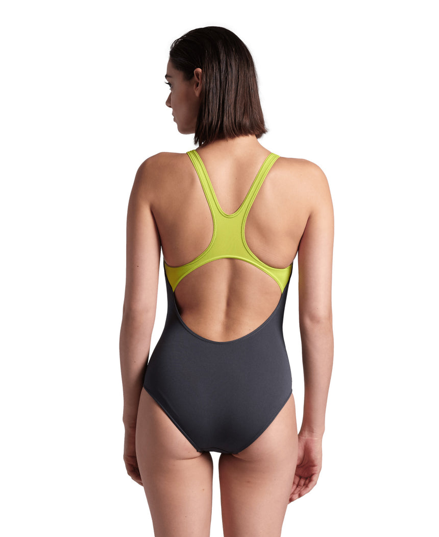Arena W Reflecting Swimsuit Swim Pro Back asphalt-soft Green