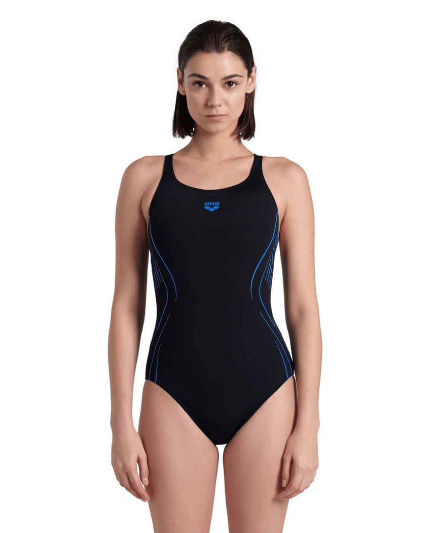 Arena Badpak Reflecting Swim Pro Back Zwart-Blauw Rivier