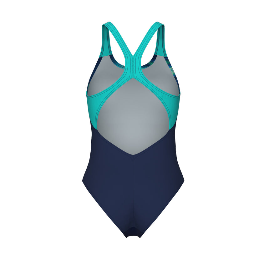Arena Badeanzug Dreamline V Back Marineblau-Water-Multi