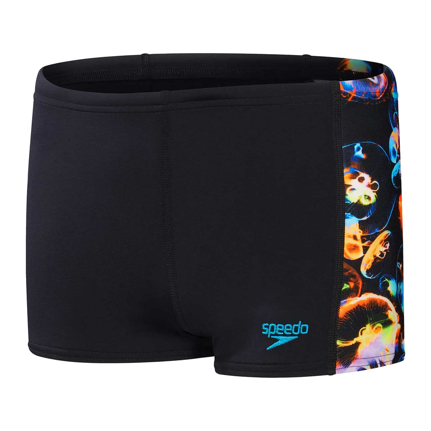 Speedo Boys Digital Panel Aquashort Black/Hypersonic Blue/Volcanic Orange/Lumo Green/Fluo Tiger