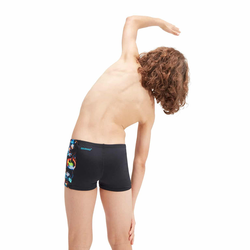 Speedo Boys Digital Panel Aquashort Black/Hypersonic Blue/Volcanic Orange/Lumo Green/Fluo Tiger