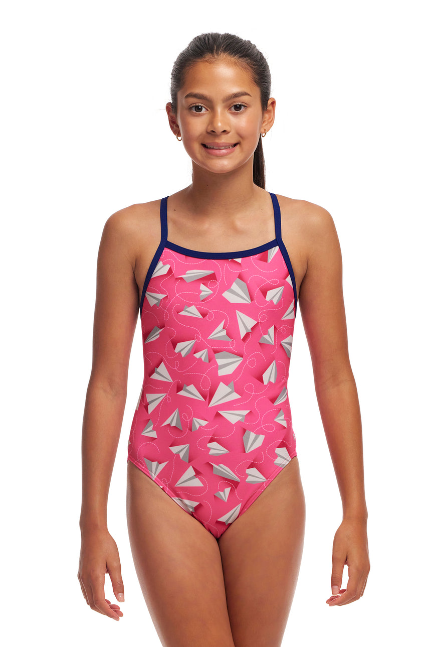 Funkita Girls Swimsuit Single Strap Paper Pink