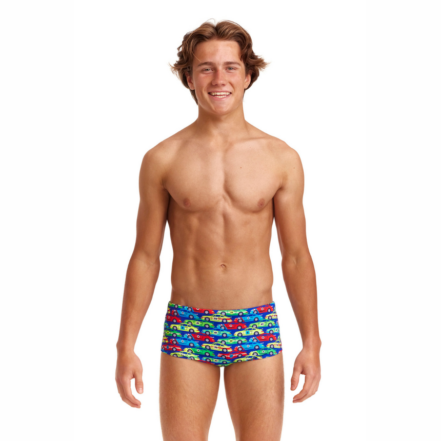Funky Trunks Boys Swim Trunks Sidewinder Car Stacker