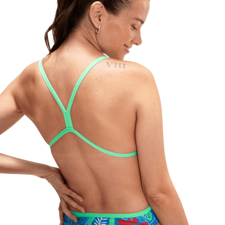 Speedo Womens Allover Digital Vback Bondi Blue/Fake Green/White/Risk Red