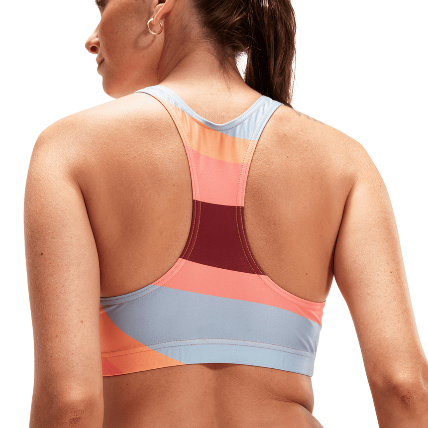 Speedo Womens Printed Logo Volley 2 Piece Miami Lilac/Soft Coral/White