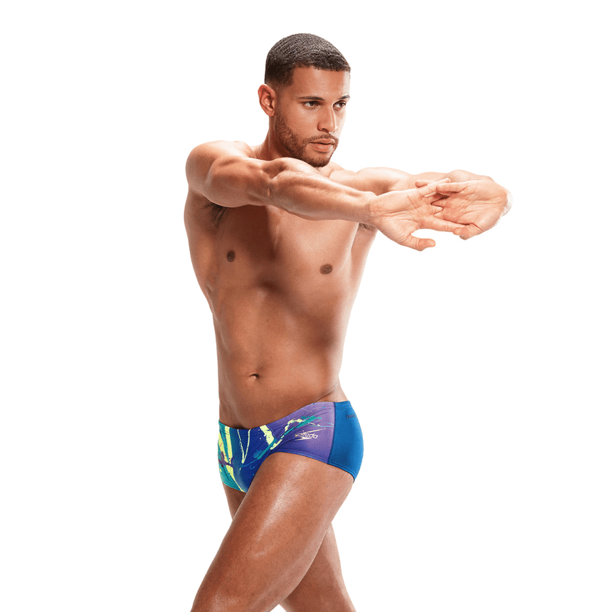 Speedo Herren 14 cm Placement Digital Badeslip Ammonite/Miami Lilac/Bright Zest/Aquarium