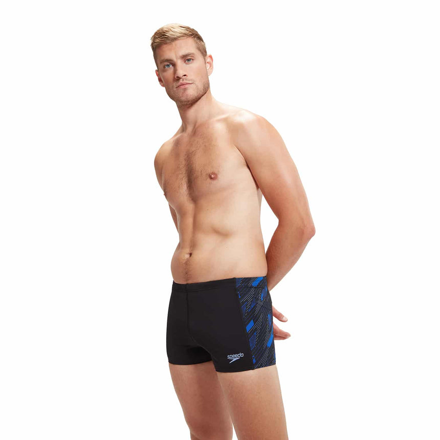 Speedo Herren Aquashort Hyper Boom Panel Schwarz/Curious Blue/True Cobalt