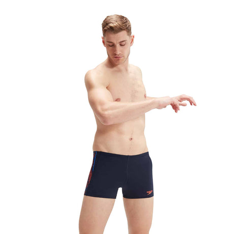 Speedo Mens Aquashort Tech Panel True Navy/Volcanic Orange/True Cobalt