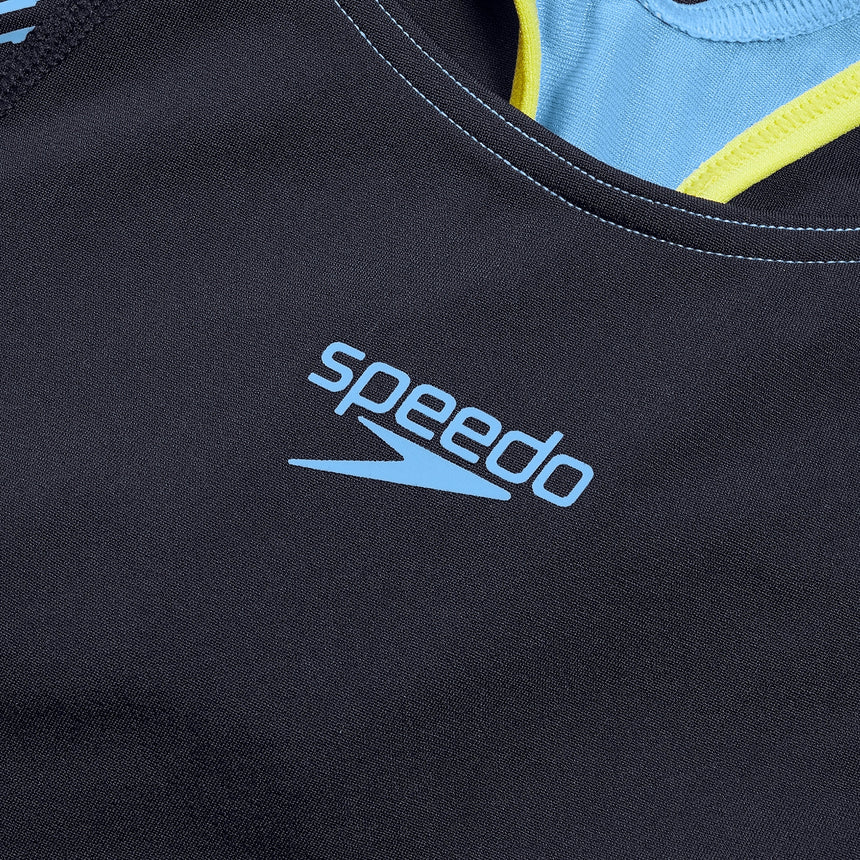 Speedo Womens Placement Laneback True Navy / Curious Blue / Lemon Drizzle