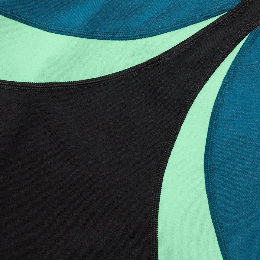 Speedo Womens Colourblock Highneck Crossback Black / Dark Teal / Harlequin Green