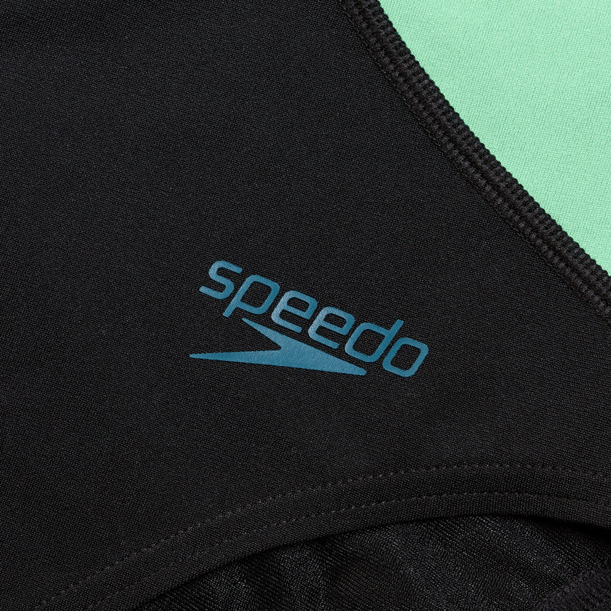 Speedo Womens Colourblock Highneck Crossback Black / Dark Teal / Harlequin Green
