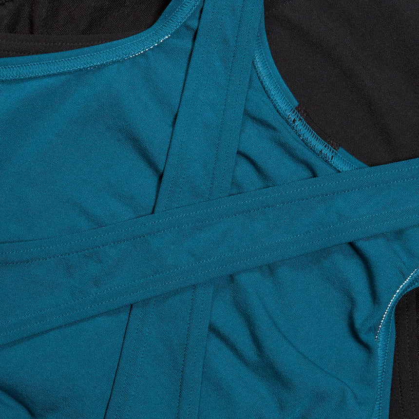 Speedo Womens Colourblock Highneck Crossback Black / Dark Teal / Harlequin Green