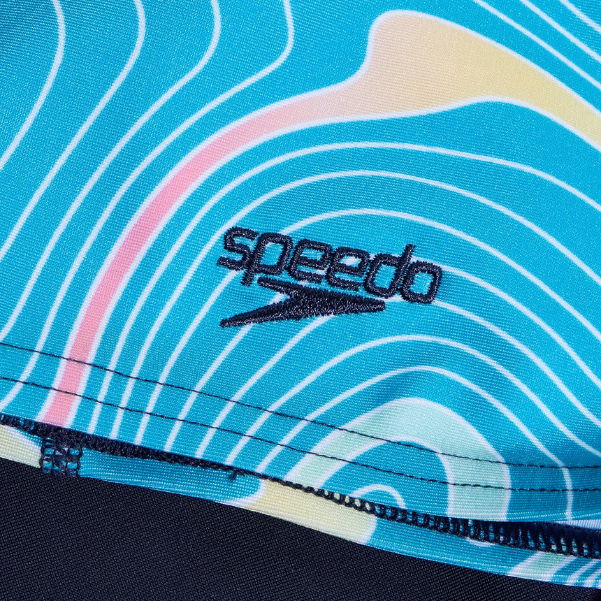 Speedo Boys Swim Jammer Digital Allover V-Cut True Navy/Pool/Pumpkin Spice