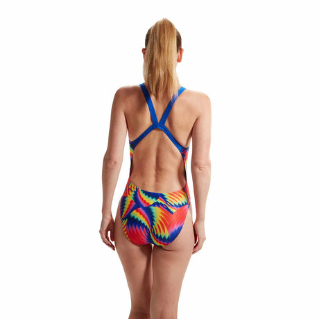 Speedo Womens Allover Digital Leaderback Watermelon, Flare Pink, Mandarin Peel, Lemon Drizzle