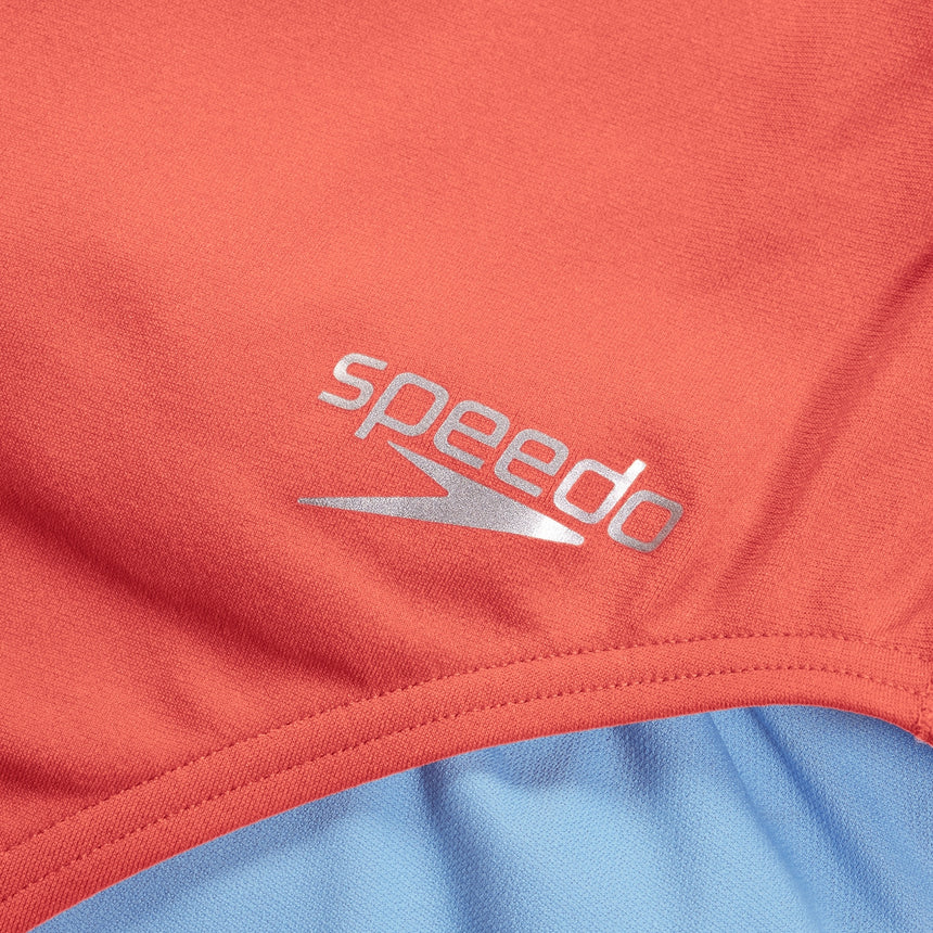 Speedo Womens Solid Vback Disco Peach/Curious Blue