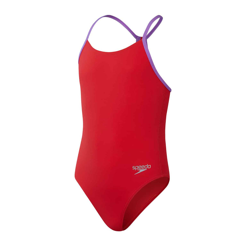 Speedo Girls Solid Lane Line Back Watermelon
