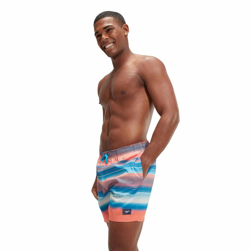 Speedo Mens Watershort Placement Leisure 16" Pumpkin Spice/Fandango Pink/Pool/Pale Tan/White