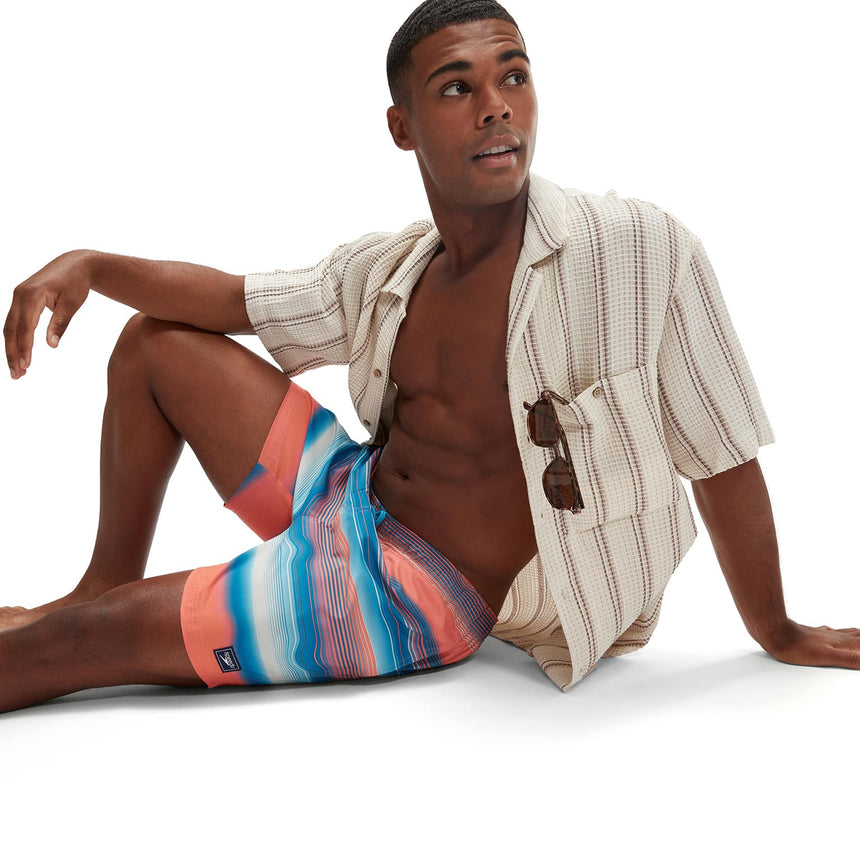 Speedo Mens Watershort Placement Leisure 16" Pumpkin Spice/Fandango Pink/Pool/Pale Tan/White