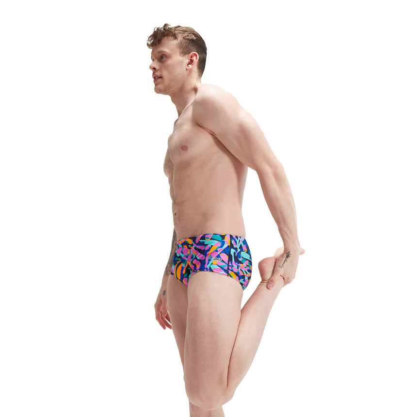 Speedo Mens 13.5cm Club Training Allover Brief Peacoat/True Cobalt/Mystic/Marine Blue/Candy Vibe/Mango