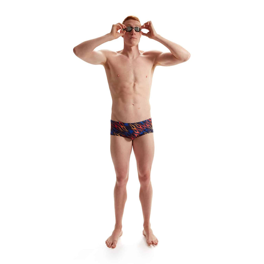 Speedo Mens 13.5cm Club Training Allover Brief Pure Blue, True Cobalt, Watermelon, Mandarin peel.