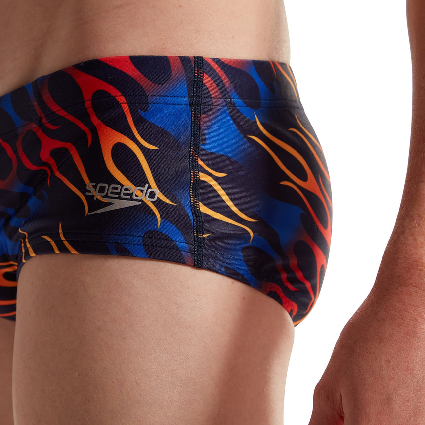 Speedo Mens 13.5cm Club Training Allover Brief Pure Blue, True Cobalt, Watermelon, Mandarin peel.
