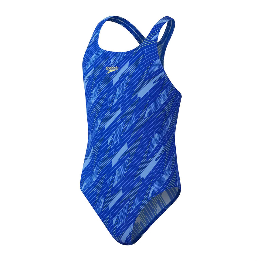 Speedo Girls HyperBoom Allover Medalist True Cobalt / Curious Blue / Lemon Drizzle