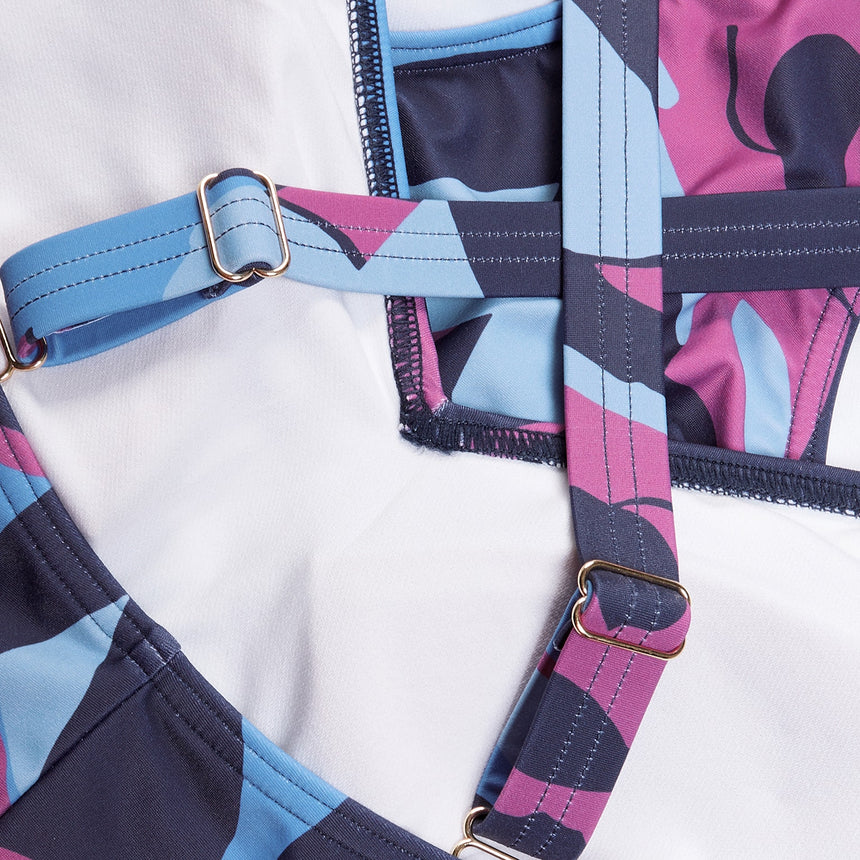 Speedo Womens Shaping Printed V Neck 1 Piece Pure Blue/Wineberry/Curious Blue