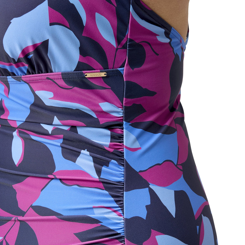 Speedo Womens Shaping Printed V Neck 1 Piece Pure Blue/Wineberry/Curious Blue +