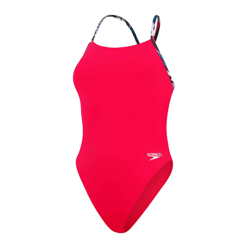 Speedo Womens Solid Lattice Tie-Back Watermelon