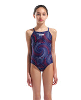 Arena Meisjes Badpak Lightdrop Back Navy/Rood
