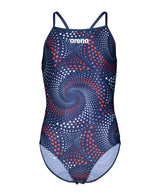 Arena Meisjes Badpak Lightdrop Back Navy/Rood