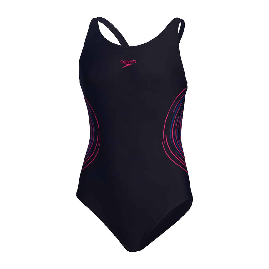 Speedo Girls Placmement Muscleback True Navy / Electric Pink / True Cobalt