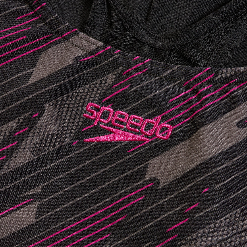 Speedo Womens HyperBoom Placement Muscleback Black / Electric Pink / USA Charcoal