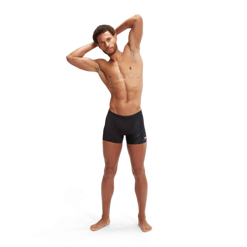 Speedo Mens Aquashort Hyper Boom V-Cut Black/USA Charcoal/White