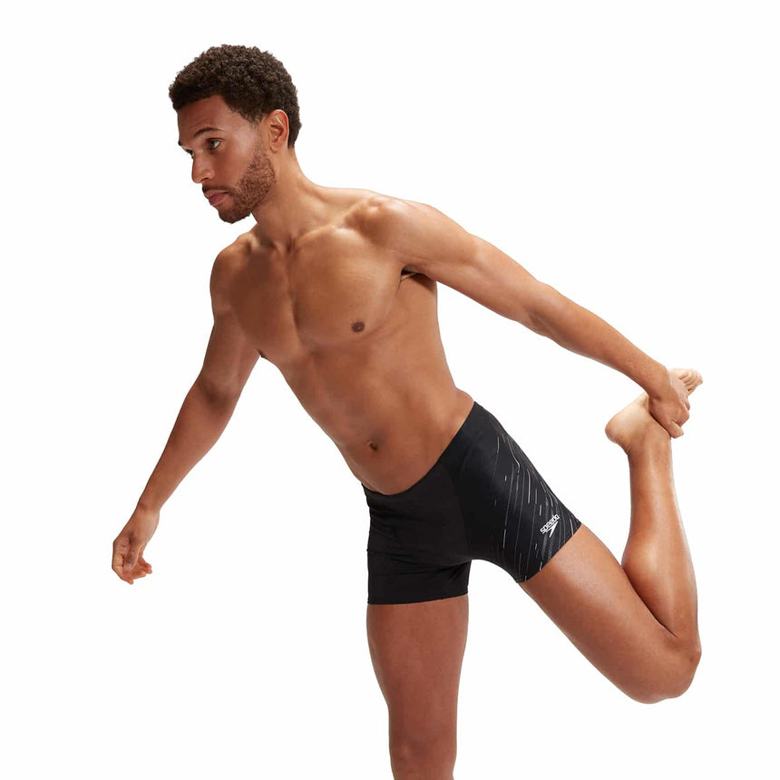 Speedo Mens Aquashort Hyper Boom V-Cut Black/USA Charcoal/White