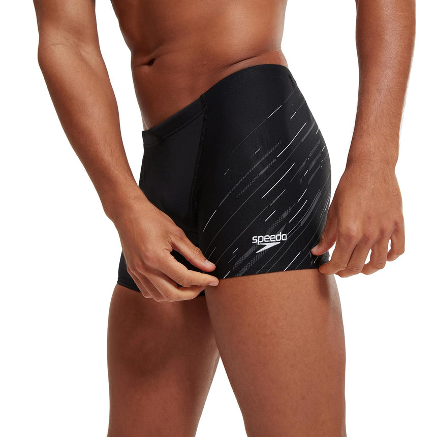 Speedo Mens Aquashort Hyper Boom V-Cut Black/USA Charcoal/White