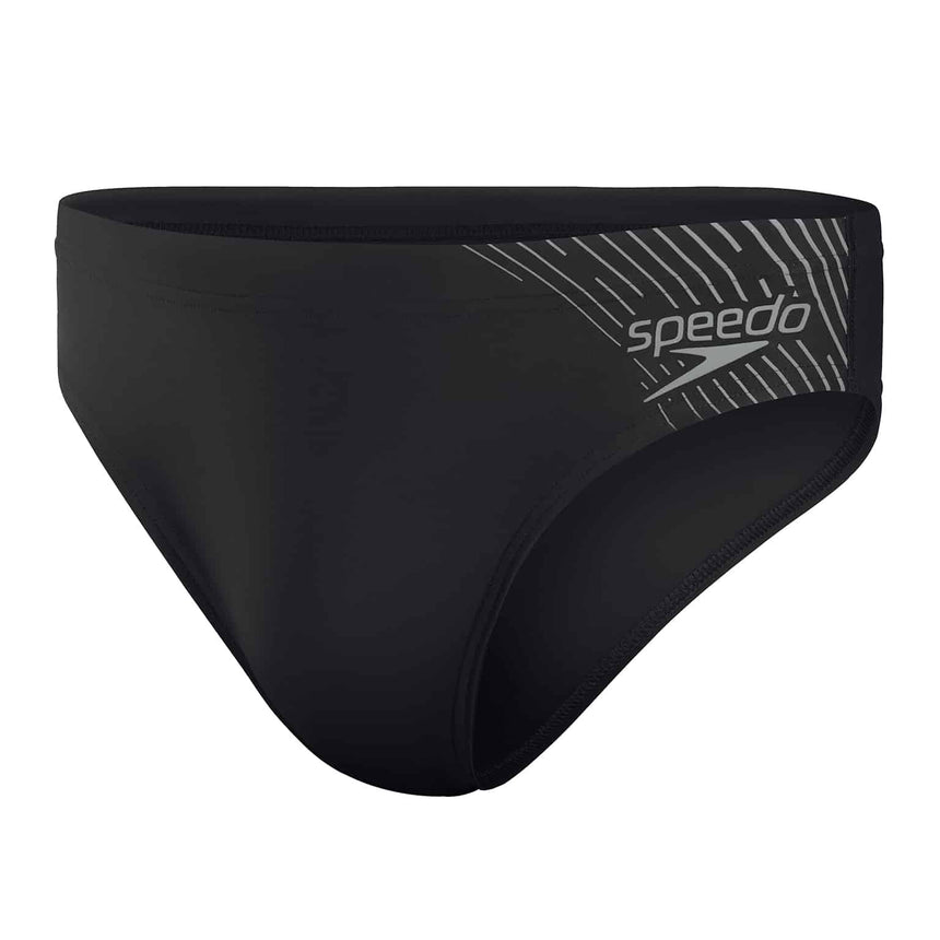 Speedo Mens Medley Logo 7cm Brief Black / USA Charcoal