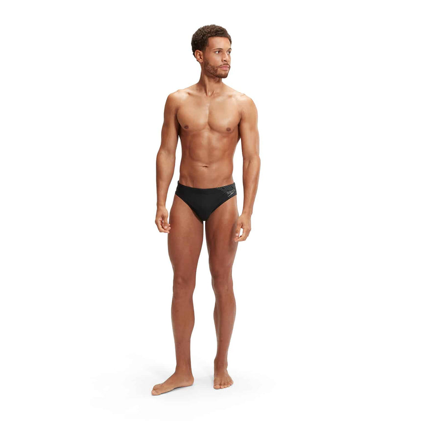 Speedo Mens Medley Logo 7cm Brief Black / USA Charcoal