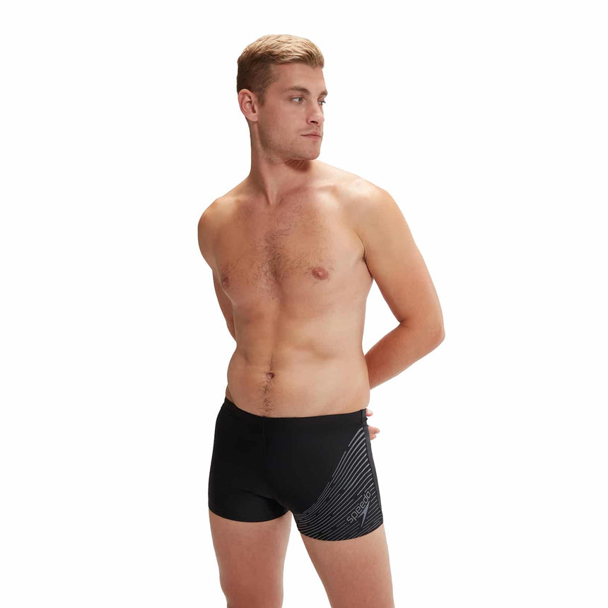 Speedo Badeboxer Medley Logo Schwarz/Grau