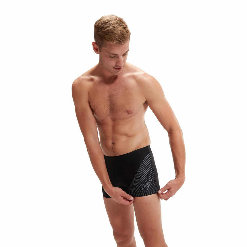 Speedo Badeboxer Medley Logo Schwarz/Grau