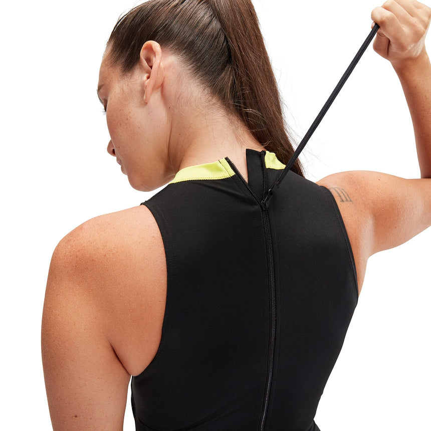 Speedo Womens Printed Hydrasuit Black / Lemon Drizzle