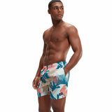Speedo Mens Printed Leisure 16" Watershort Peacock, Fresh Blue, Cupid Coral, Saddle Taupe, Pale Tan
