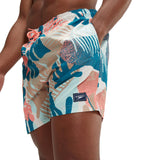 Speedo Mens Printed Leisure 16" Watershort Peacock, Fresh Blue, Cupid Coral, Saddle Taupe, Pale Tan