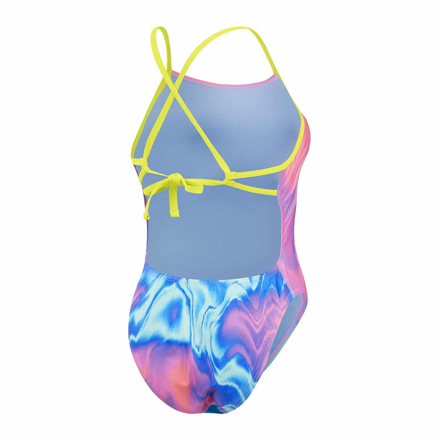 Speedo Womens Allover Digital Tie Back Disco peach, Sweet Purple, Tranquil Blue, Arctic Glass