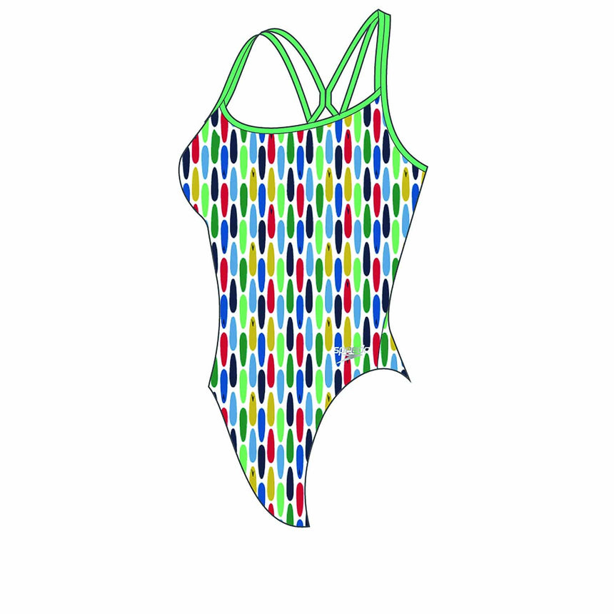 Speedo Womens Allover Digital Starback Fake Green/White/Risk Red/True Navy